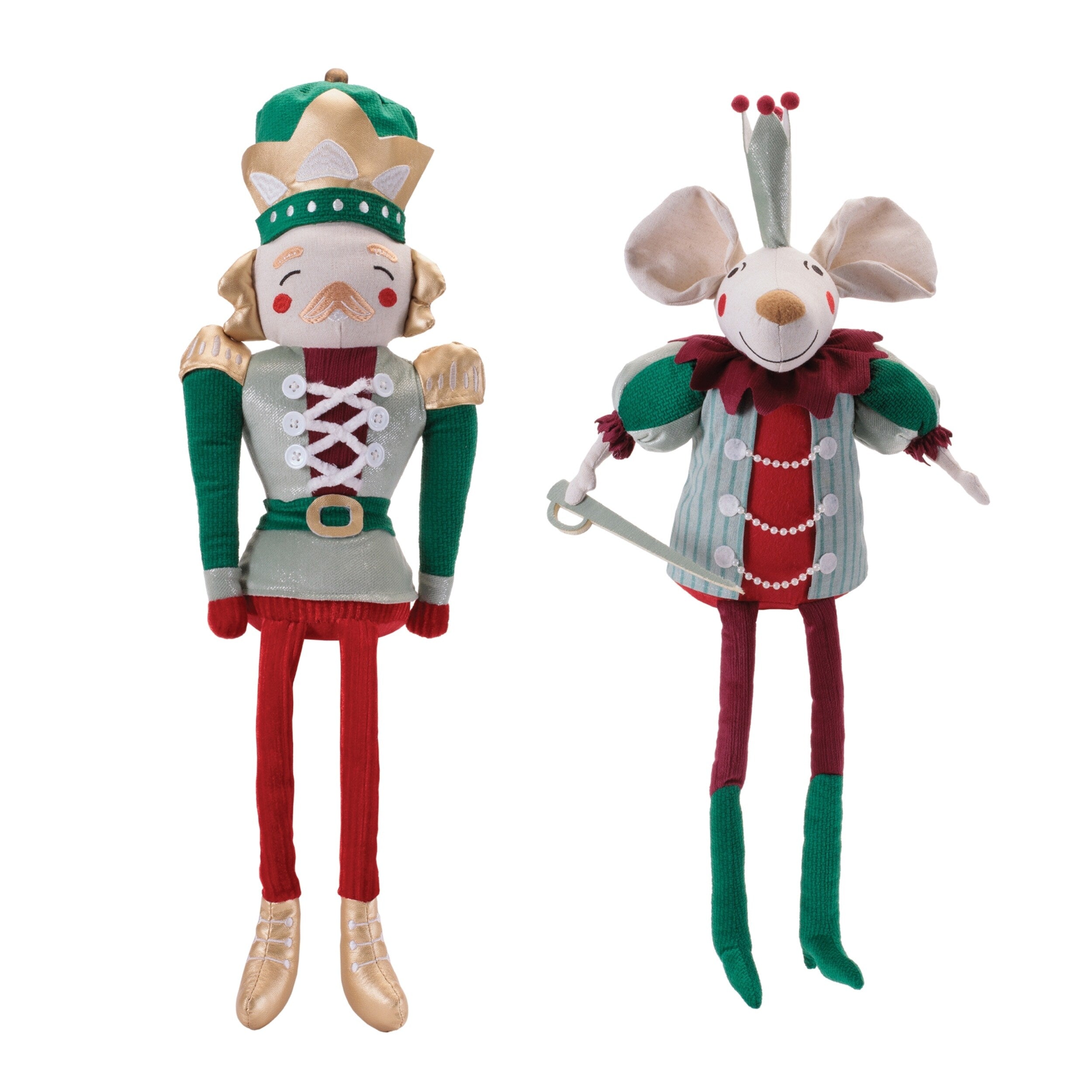 Plush Nutcracker And Mouse Figurines Set Of 2