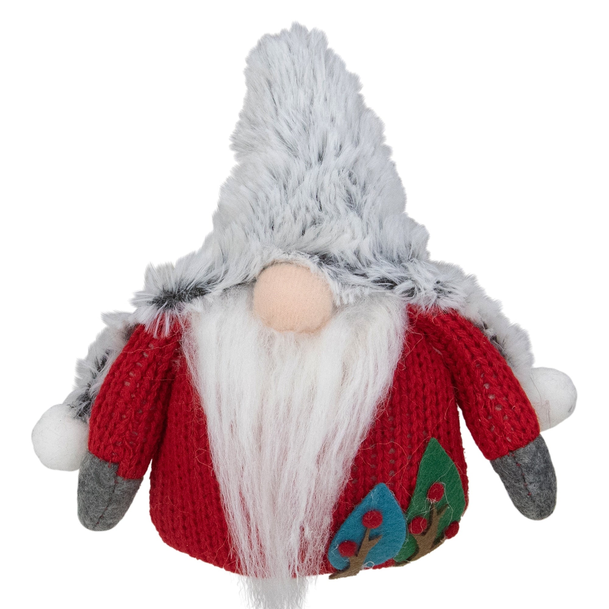 Plush Red And Gray Stuffed Gnome Christmas Ornament 6