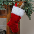 20 Red And Whtie Plush Traditional Christmas Stocking With Cuff