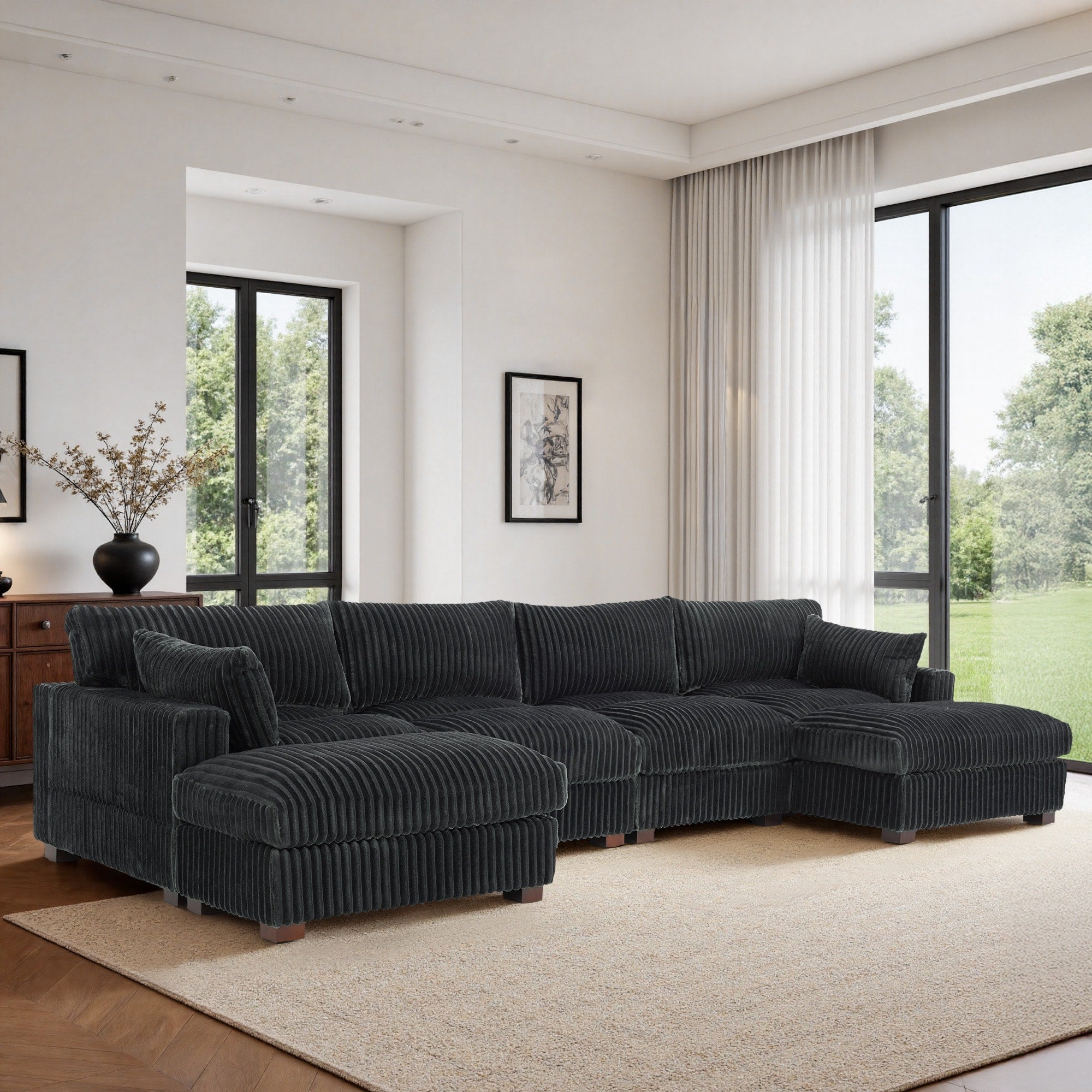 Plush Upholstered Modular Sectional Sofa For Living Room