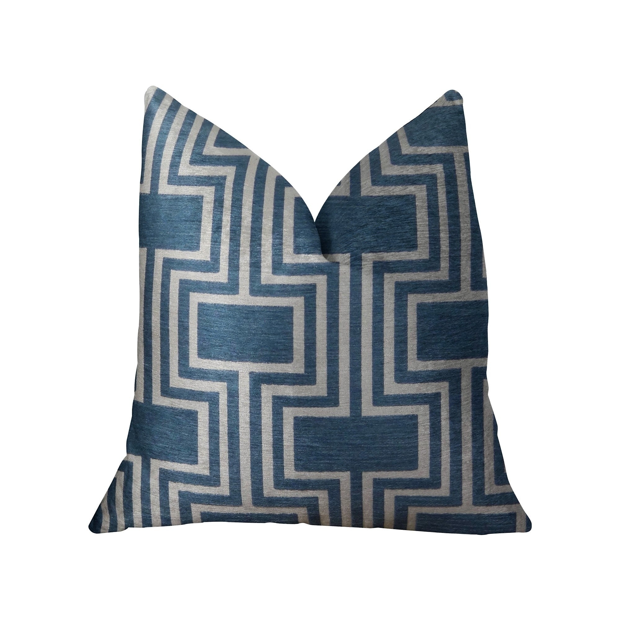 Plutus Argyle Square Blue And White Handmade Luxury Pillow