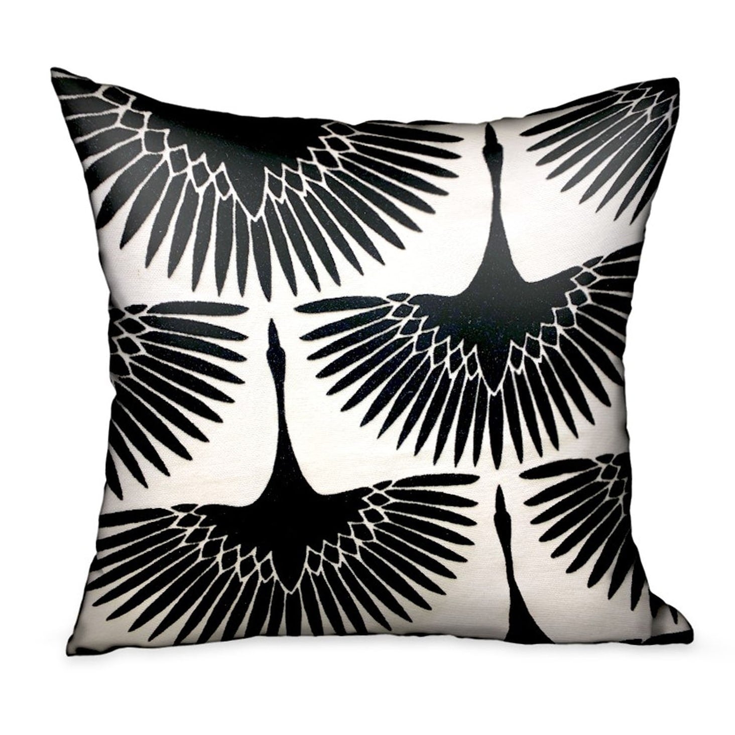 Plutus Black Swan Black Animal Motif Luxury Throw Pillow