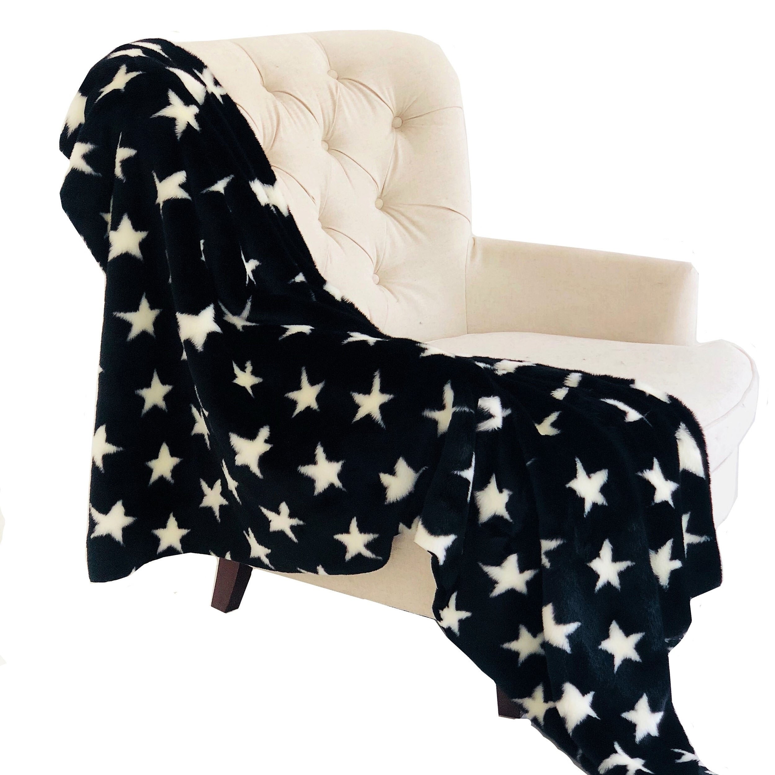 Plutus Black And White Stars Soft Handmade Luxury Throw
