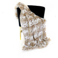 Plutus Brown Beige Leopard Fur Faux Fur Luxury Throw Blanket
