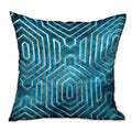 Plutus Cerulean Velvet Blue Geometric Luxury Throw Pillow