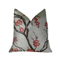Plutus Cherry Blossom White Red Gray Handmade Luxury Pillow