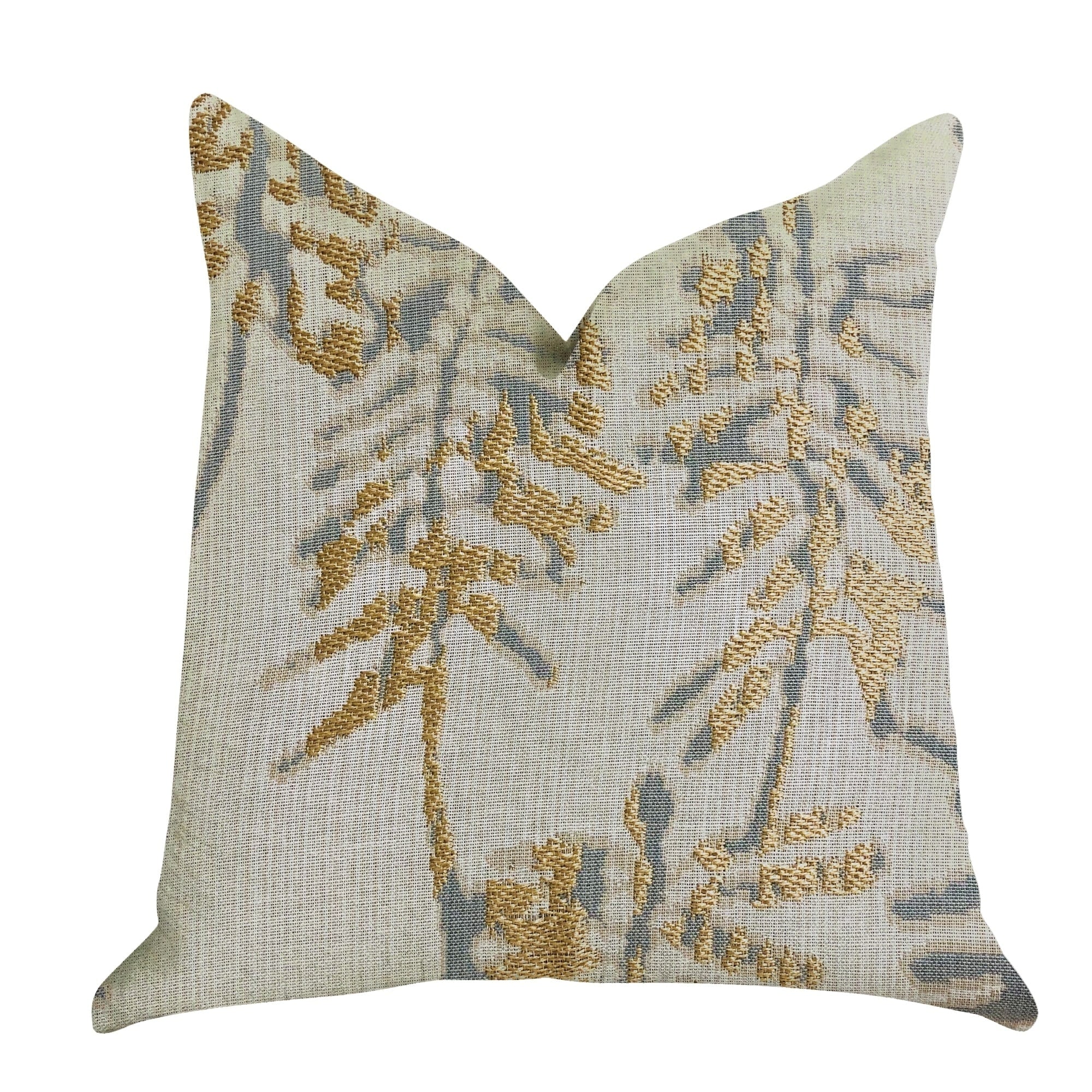 Plutus Creekside Beauty Luxury Throw Pillow In Green And Gold Tones