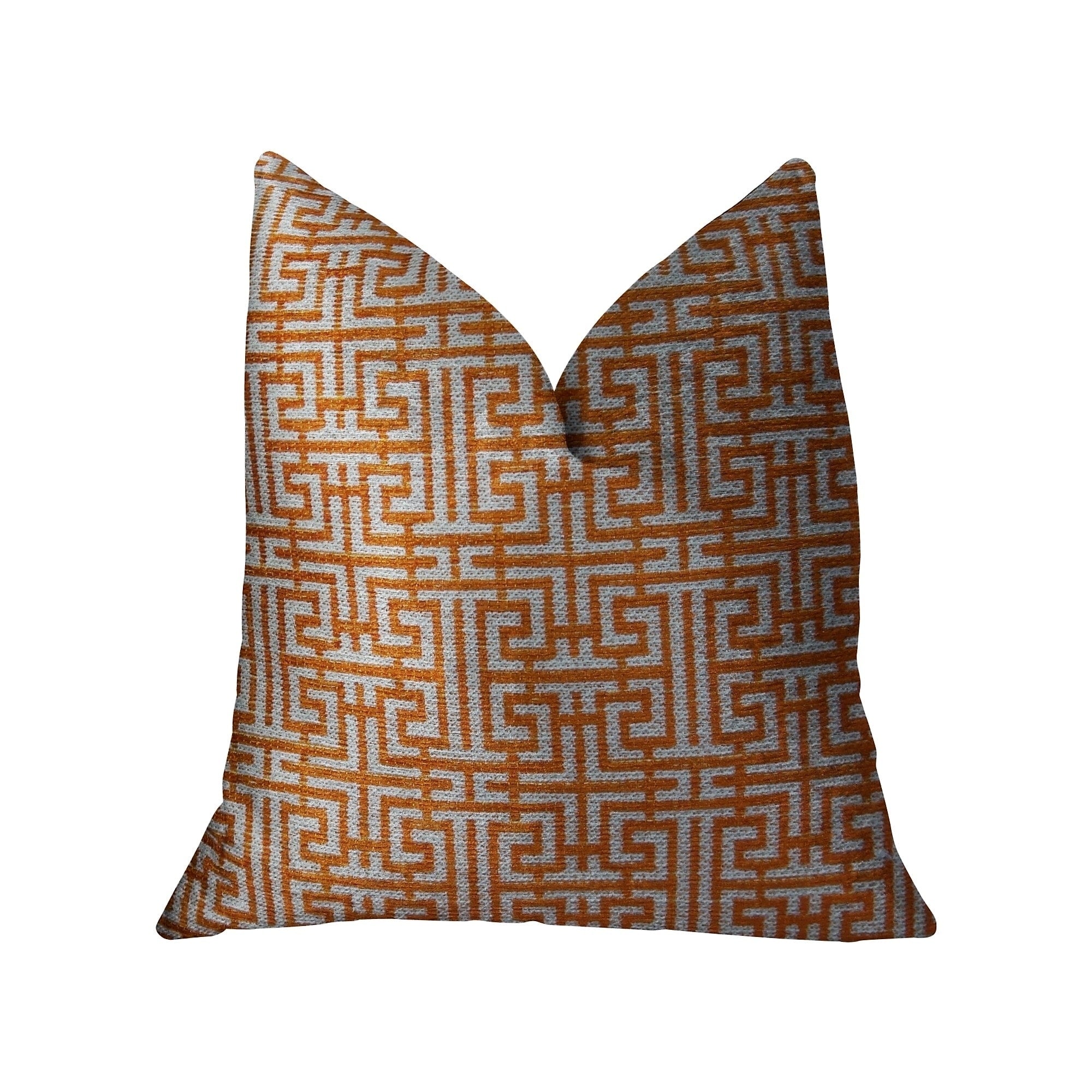 Plutus Crossroad Orange And Ivory Handmade Luxury Pillow