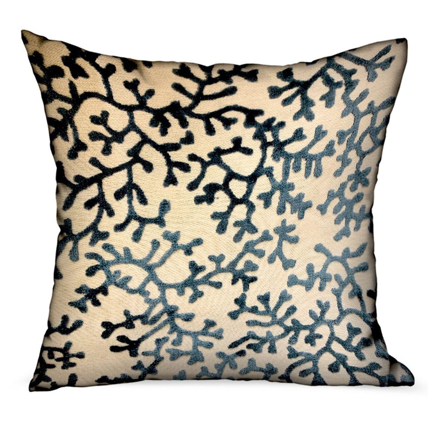 Plutus Deep Blue Reef Blue Cream Floral Luxury Throw Pillow