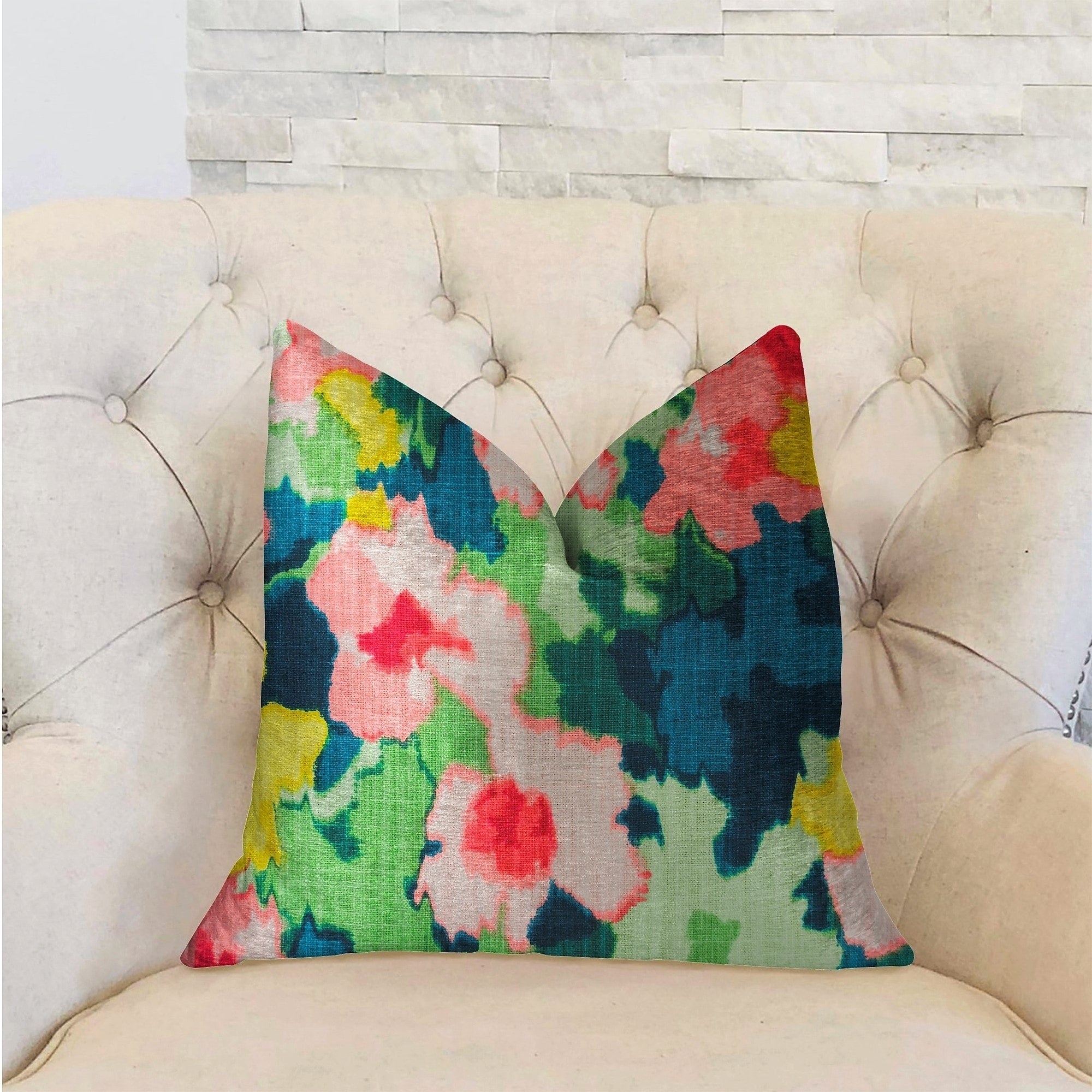 Plutus Floral Goddess Multicolor Luxury Throw Pillow