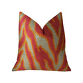 Plutus Fuchsia Fire Fuchsia Orange And Taupe Handmade Luxury Pillow