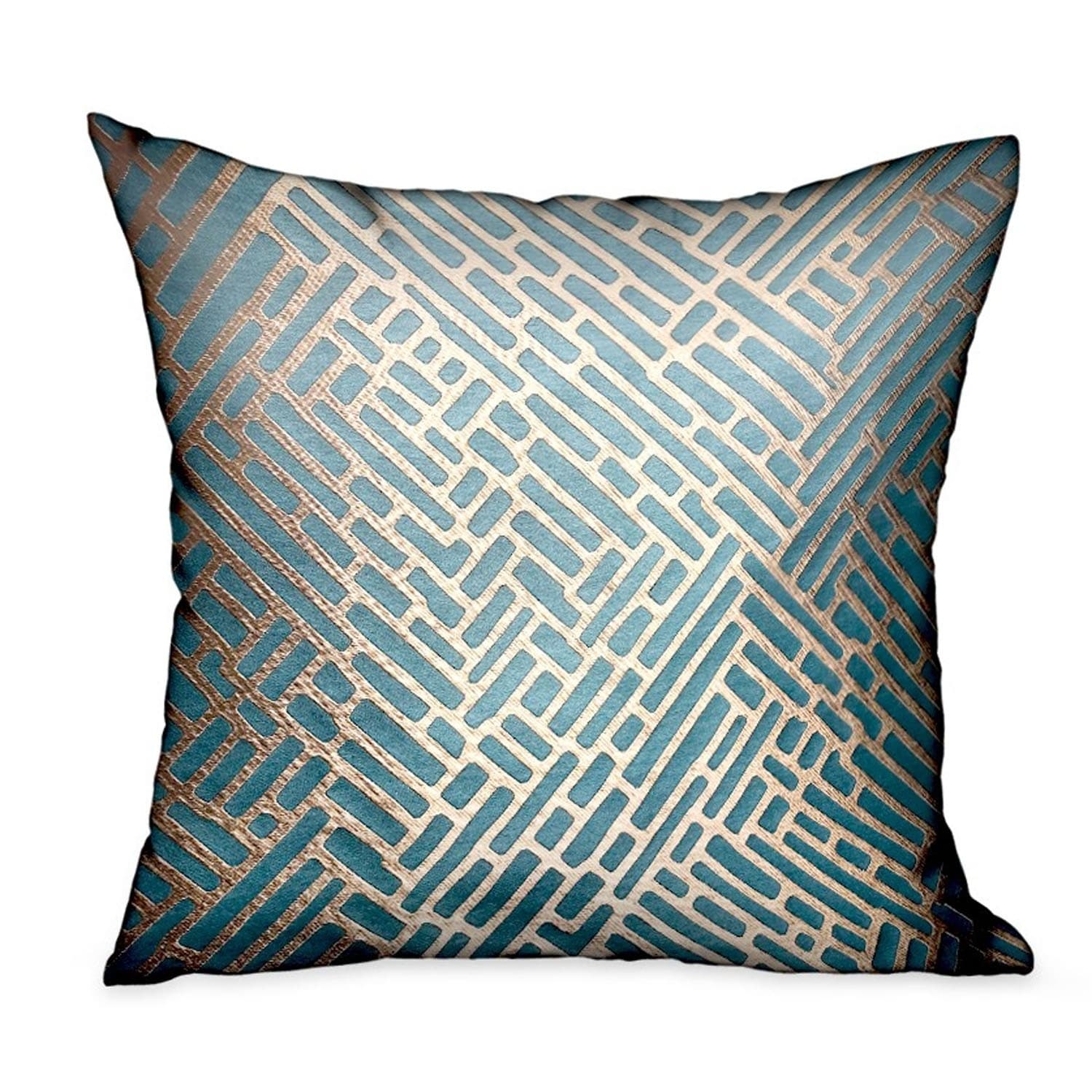 Plutus Golden Brick Blue Geometric Luxury Throw Pillow