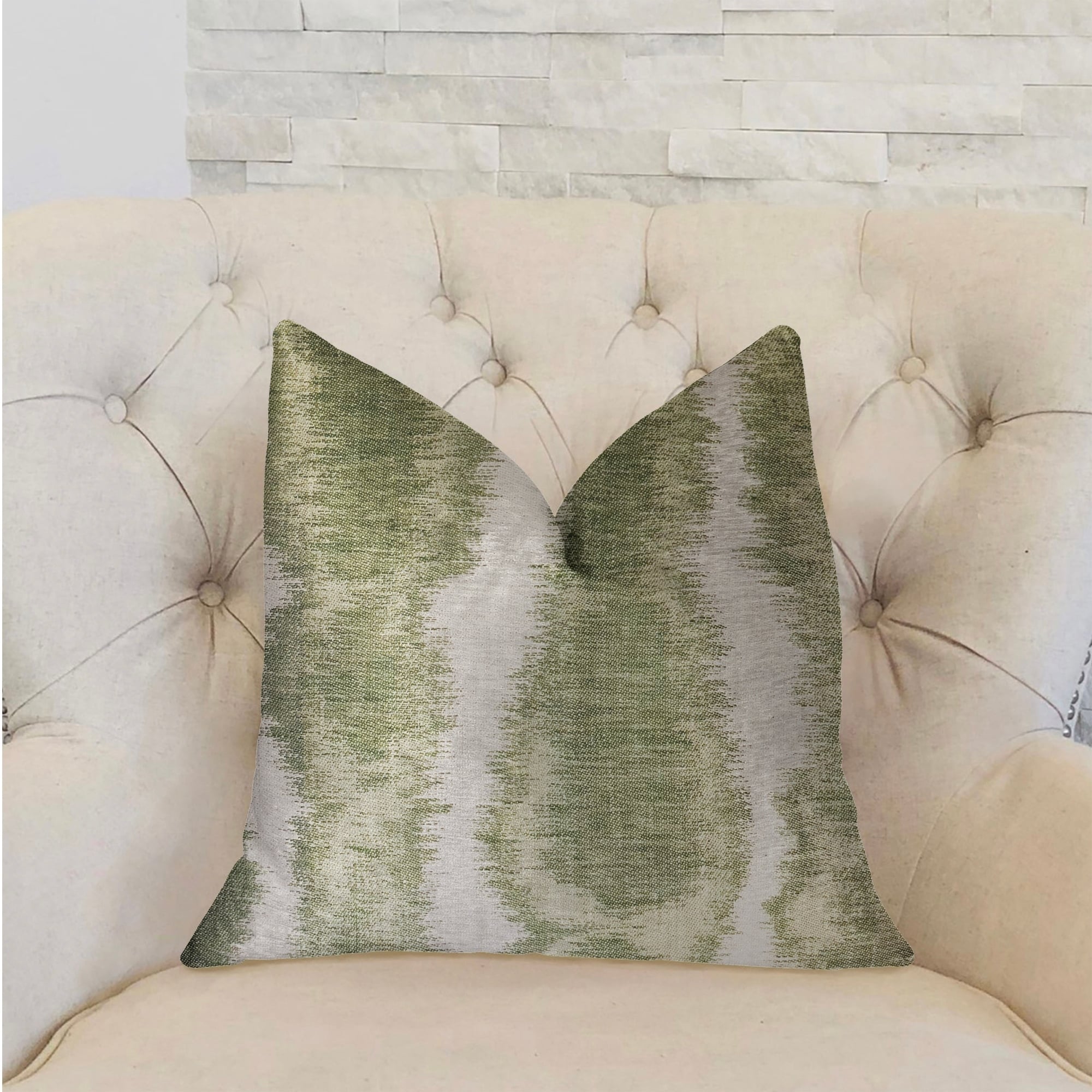 Plutus Green Haven Green And Beige Luxury Throw Pillow