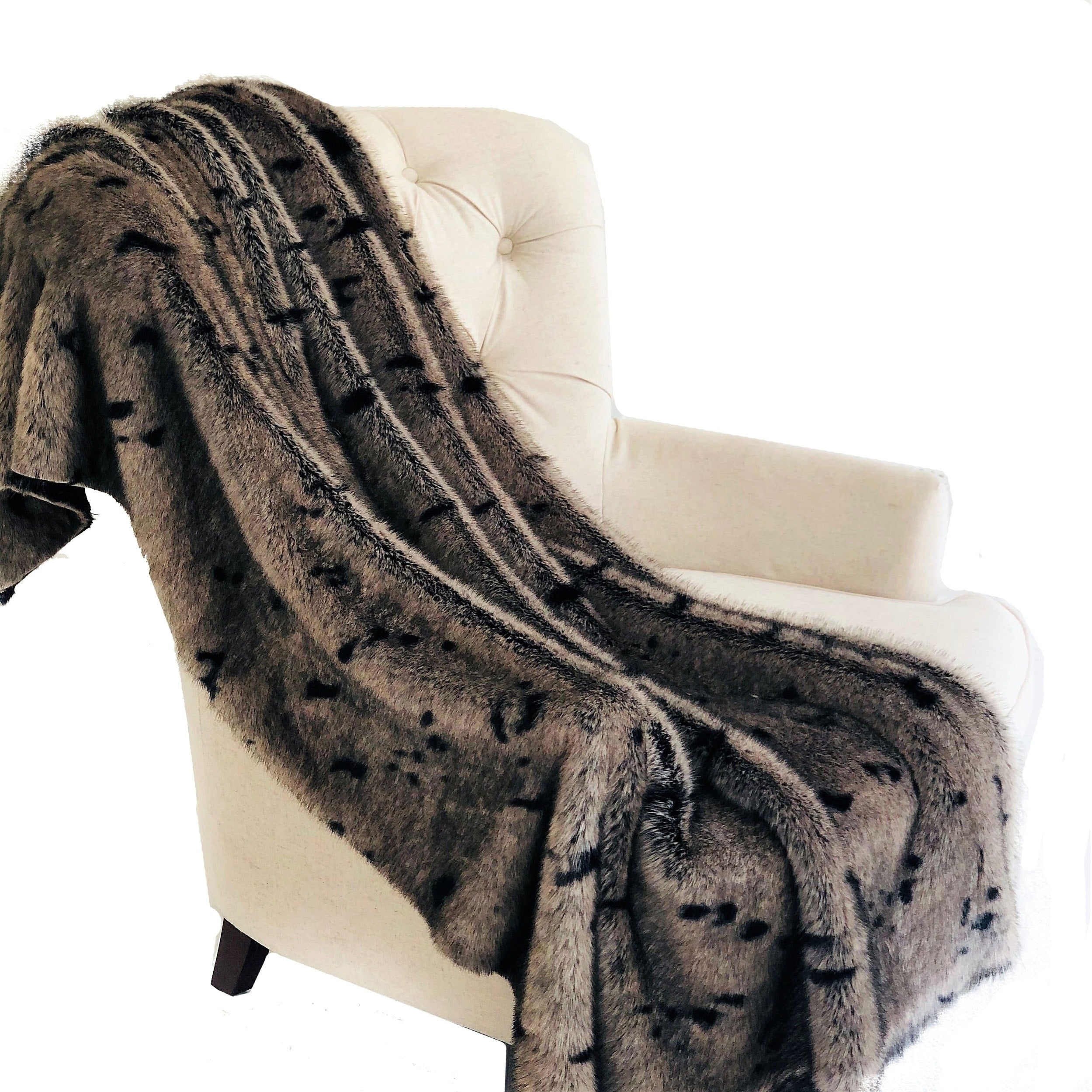 Plutus Gunmetal Gray Tones Tissavel Faux Fur Luxury Throw