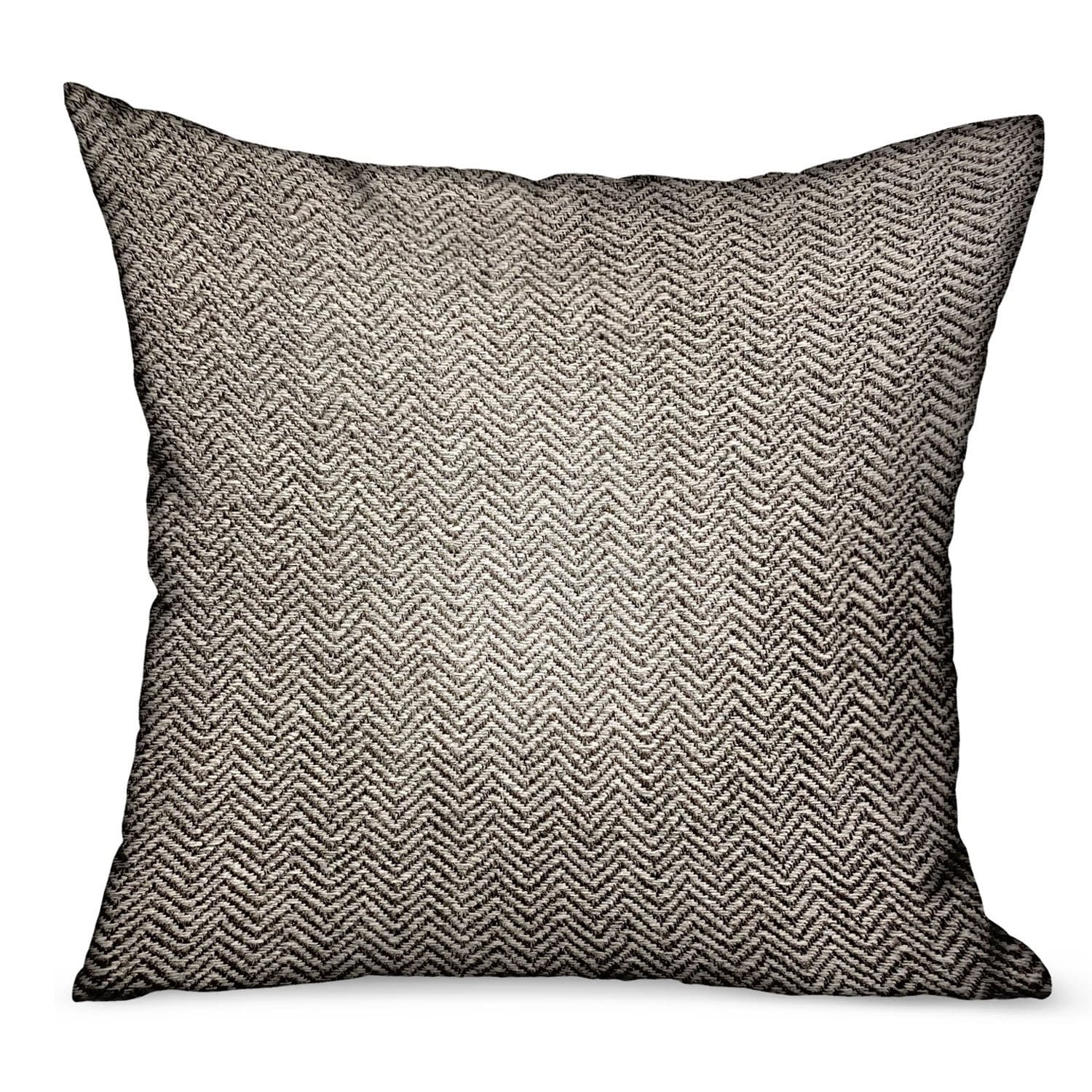 Plutus Jagged Ash Gray Chevron Luxury Outdoor Indoor Throw Pillow