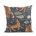 Plutus Kimono Tiger Blue And Beige Luxury Throw Pillow
