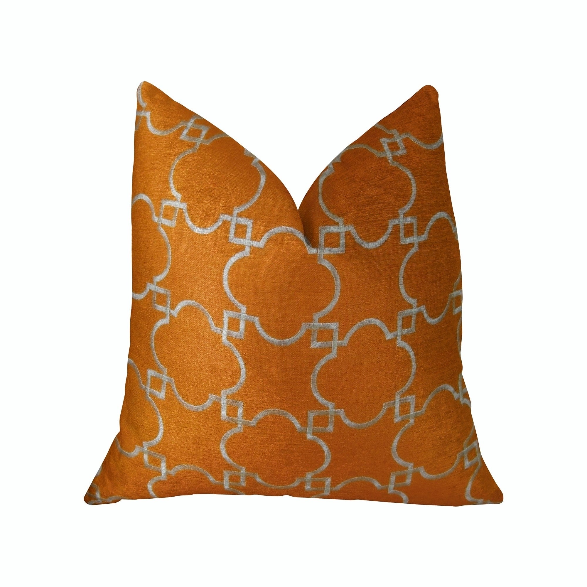 Plutus Nadiya Orange And White Handmade Luxury Pillow