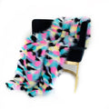 Plutus Pink Blue Black Yellow Exotic Faux Fur Luxury Throw Blanket