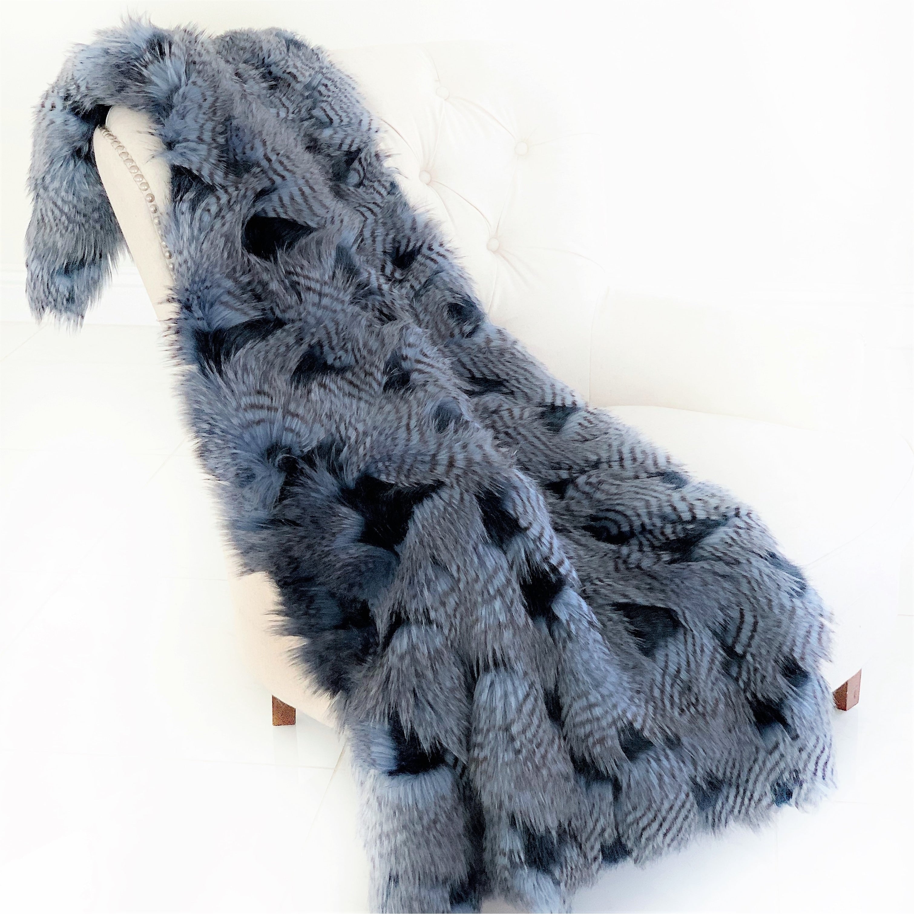 Plutus Plush Chichi Feather Handmade Luxury Faux Fur Throw