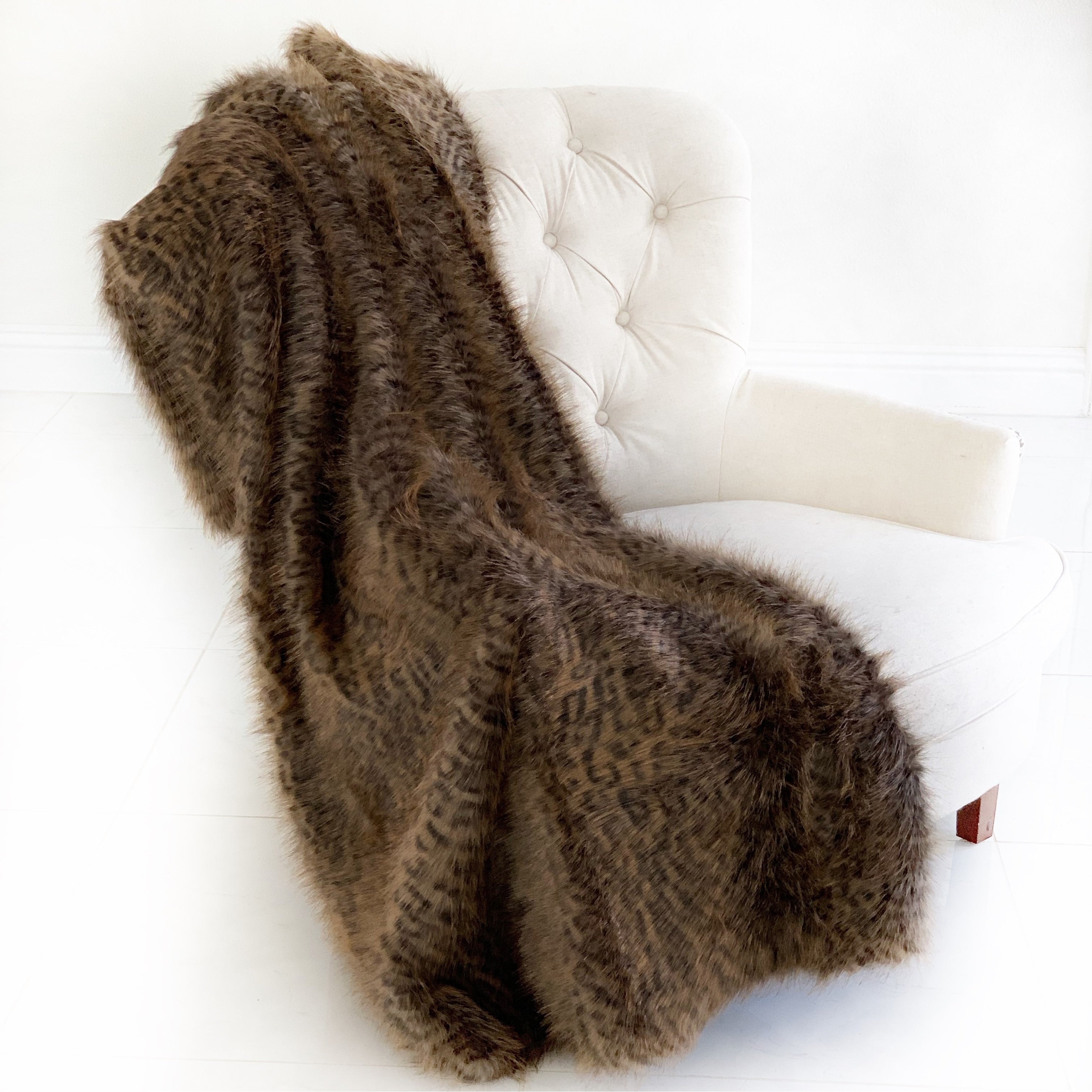 Plutus Plush Tawny Wildcat Handmade Luxury Faux Fur Throw