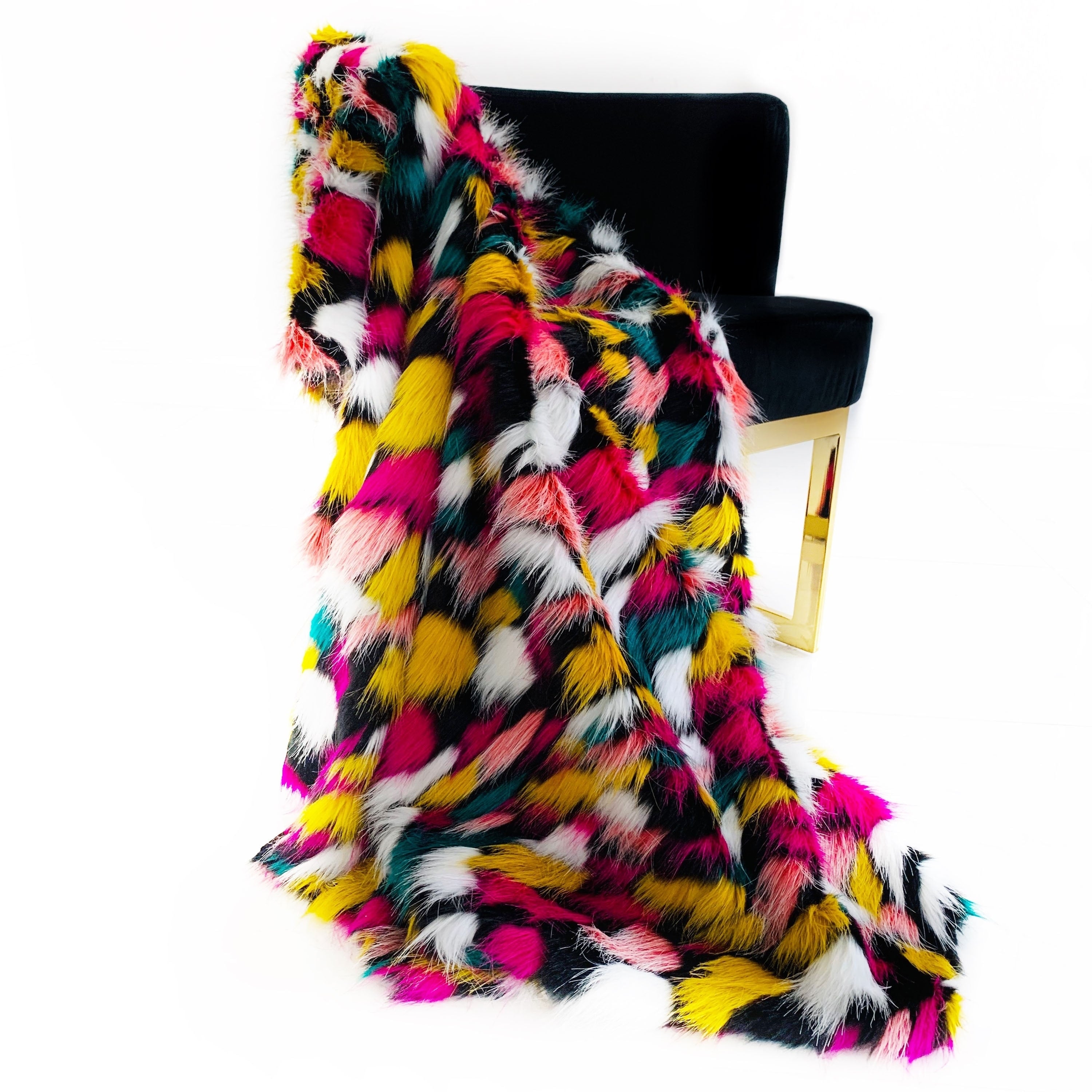 Plutus Purple Yellow Black Amazonian Bird Faux Fur Luxury Throw Blanket