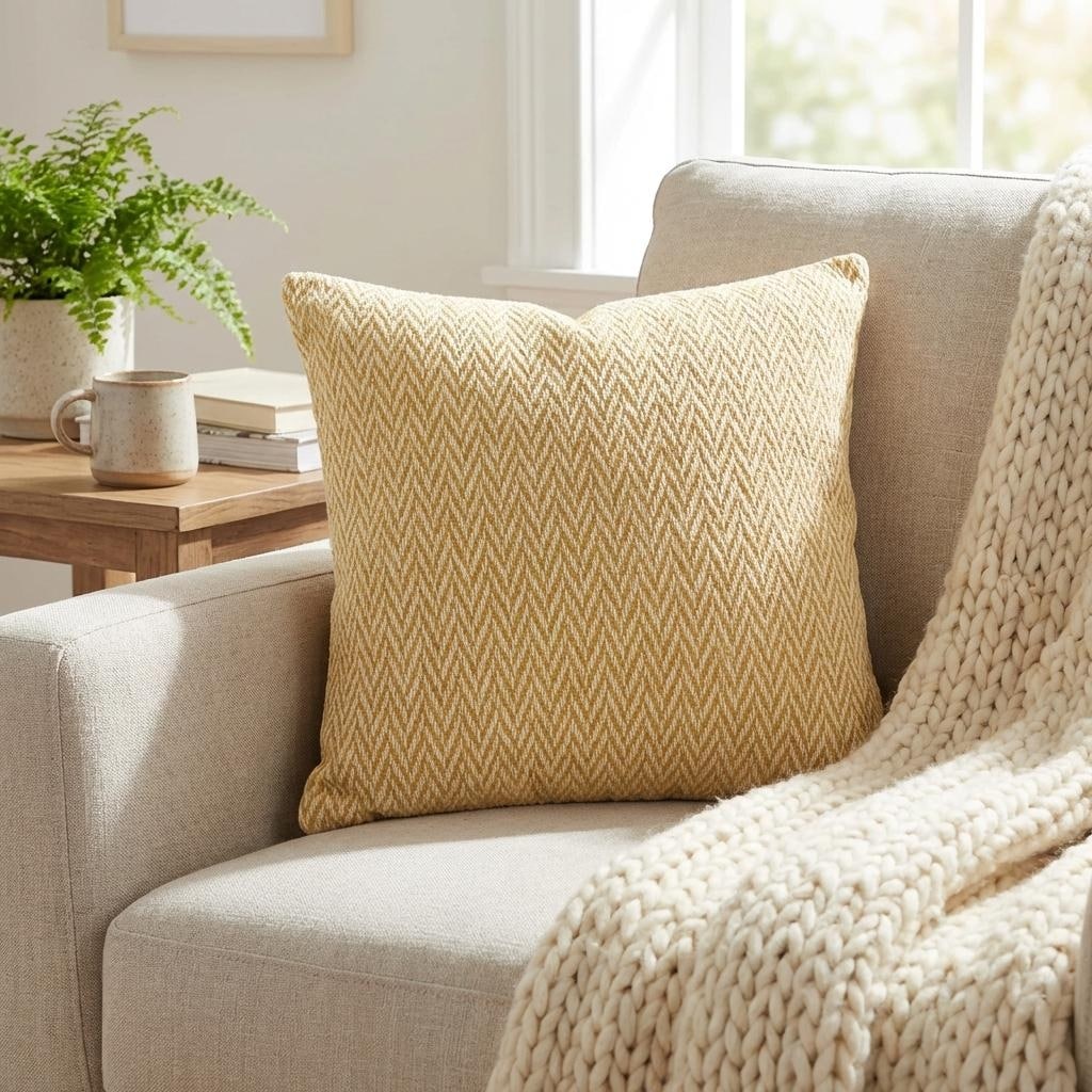 Plutus Saffron Love Yellow Ikat Luxury Outdoor Indoor Throw Pillow