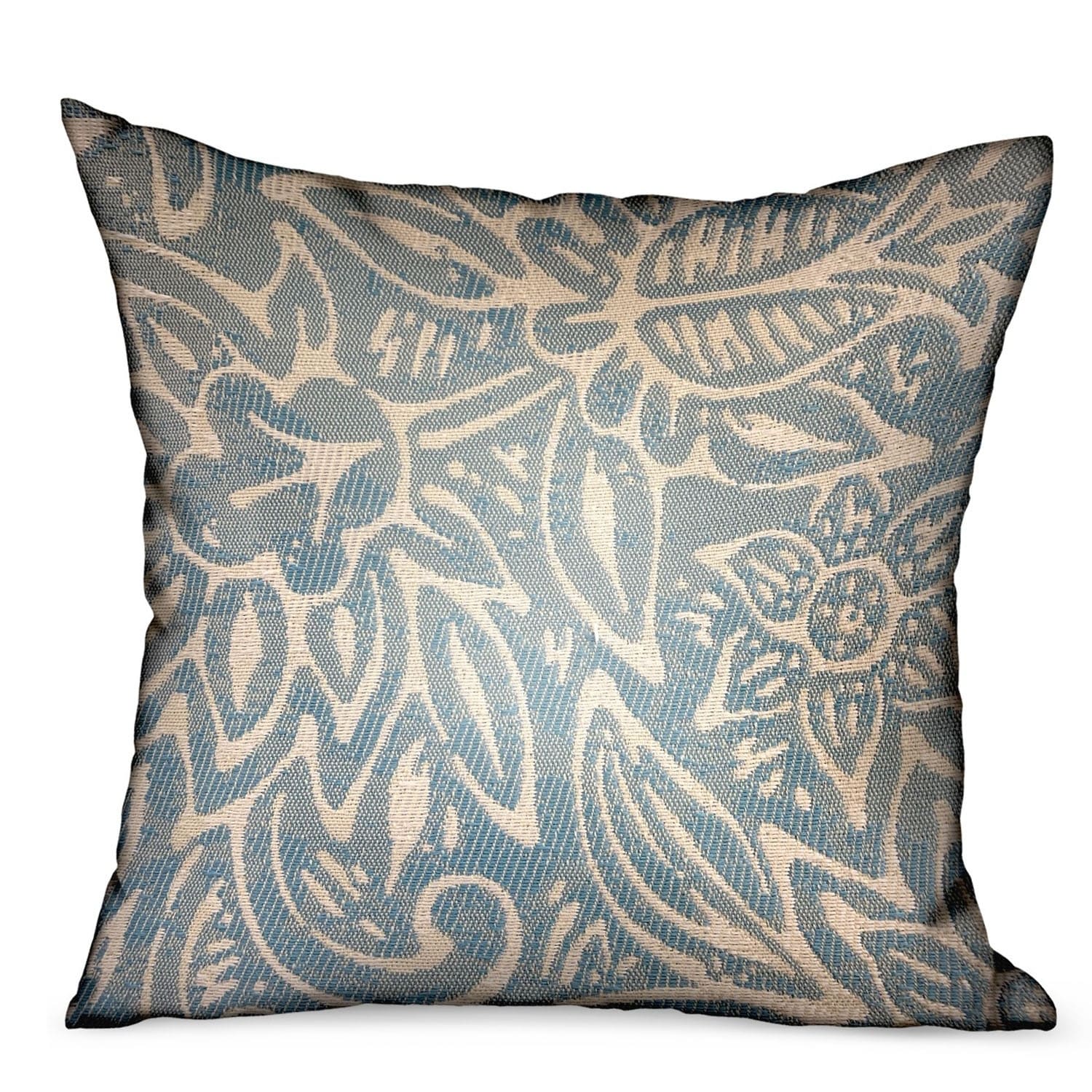 Plutus Serene Oasis Blue Cream Floral Luxury Outdoor Indoor Throw Pillow