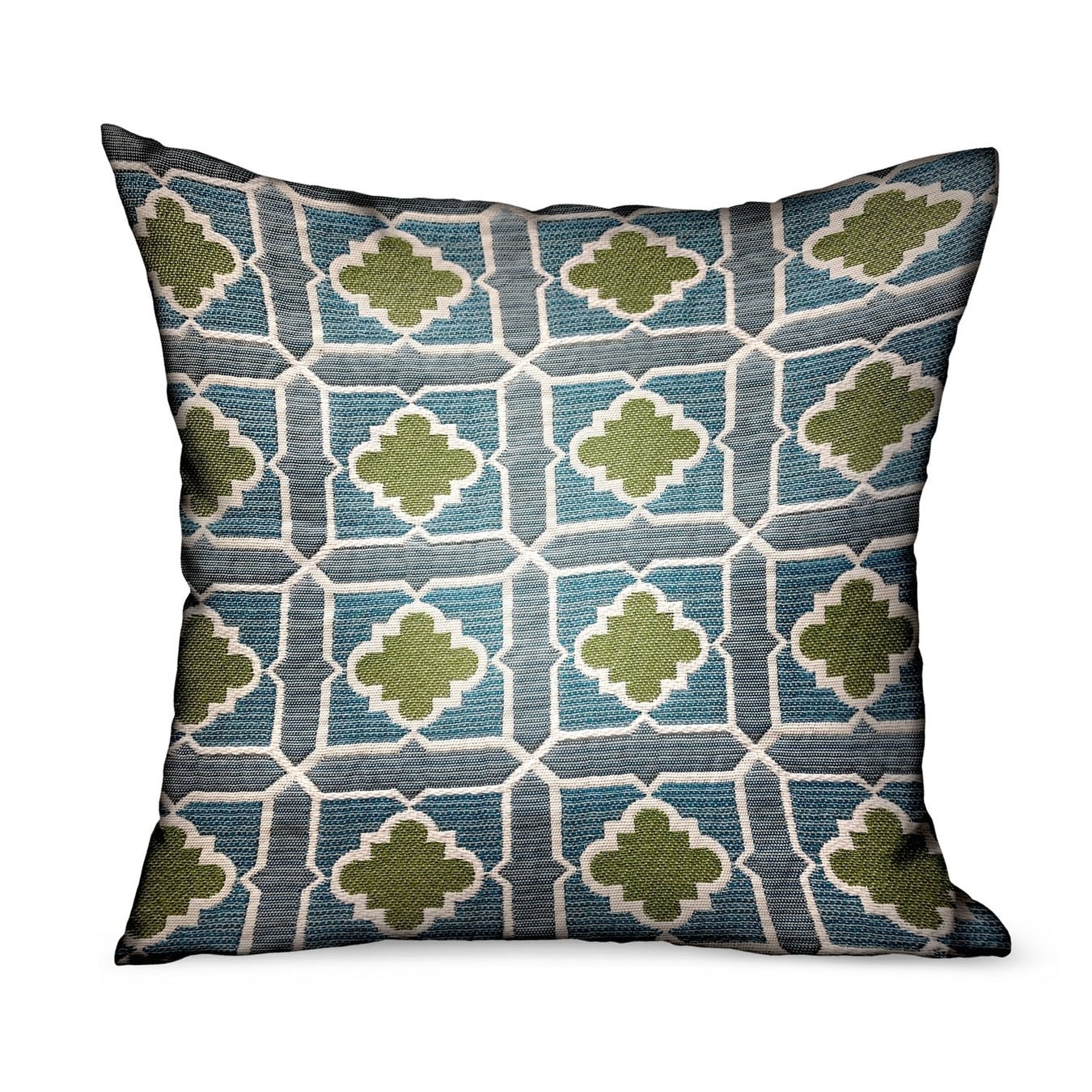 Plutus Shamrock Gem Blue Green Geometric Luxury Outdoor Indoor Throw Pillow