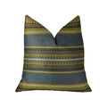 Plutus South Shore Dark Blue Olive Green And Cream Handmade Luxury Pillow