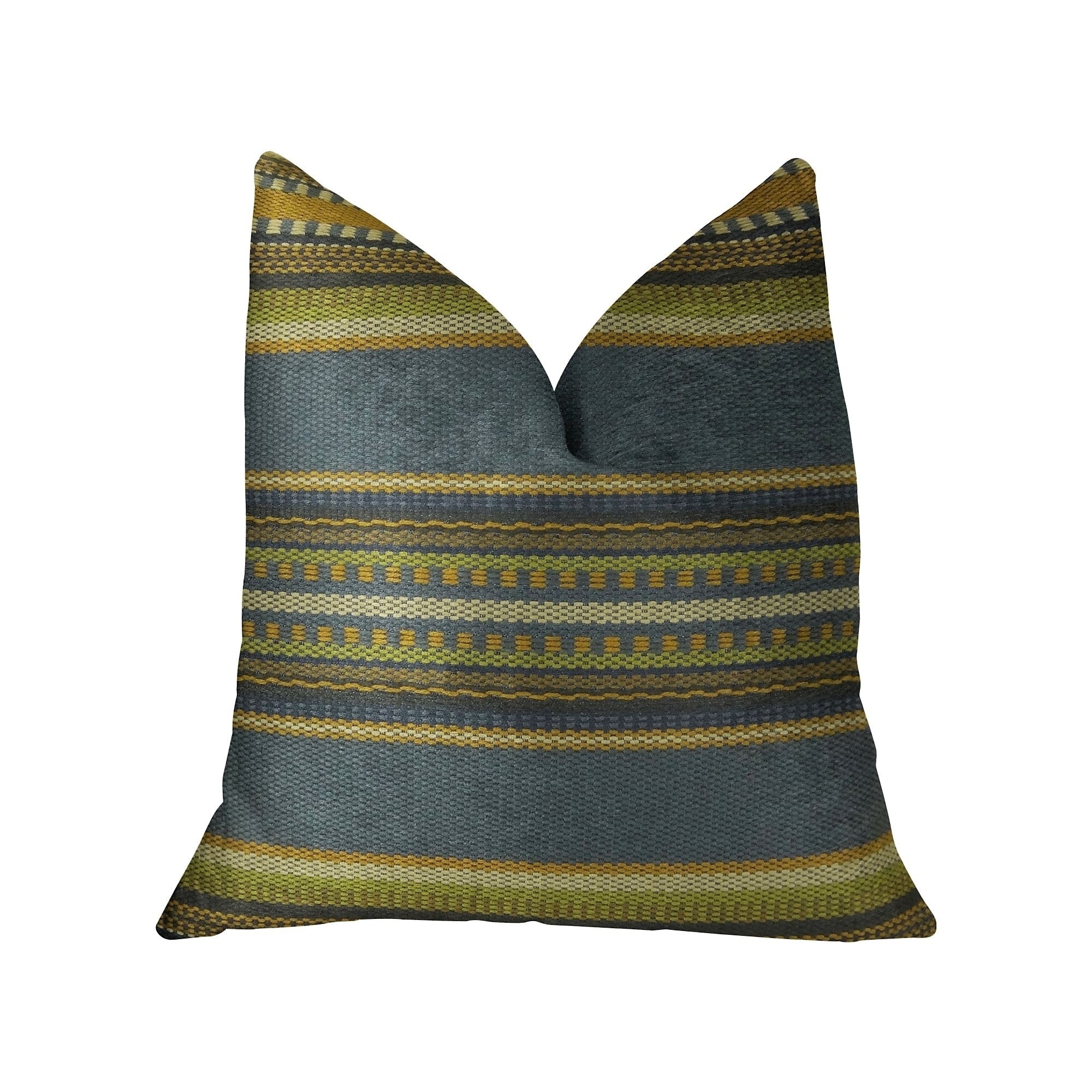 Plutus South Shore Dark Blue Olive Green And Cream Handmade Luxury Pillow