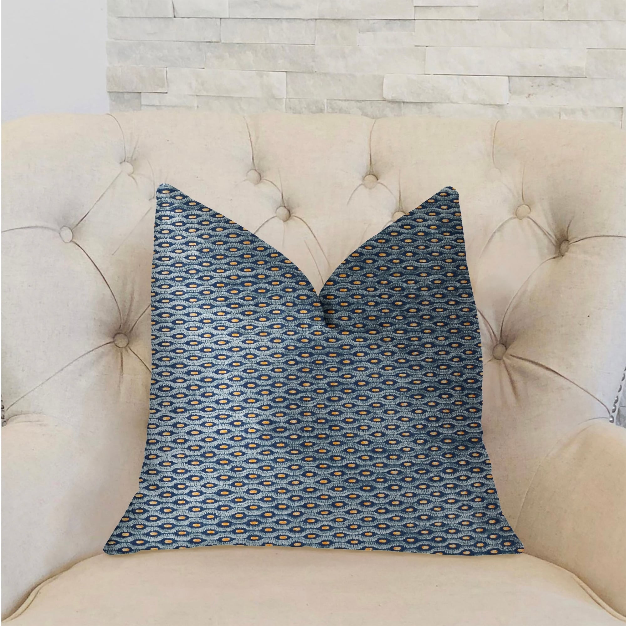 Plutus Teal Abyss Blue And Gold Luxury Throw Pillow