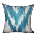 Plutus Teal Avalanche Blue Ikat Luxury Outdoor Indoor Throw Pillow