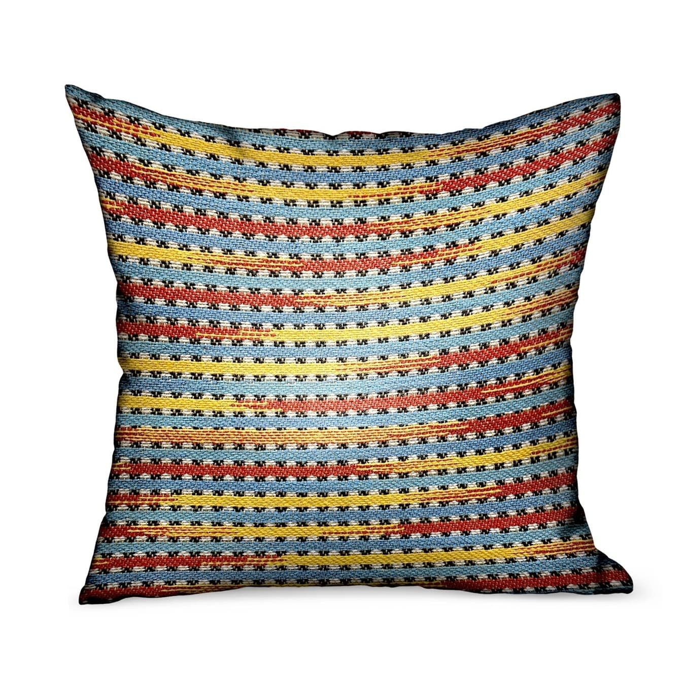 Plutus Vivid Stripe Red Blue Yellow Stripes Luxury Outdoor Indoor Throw Pillow