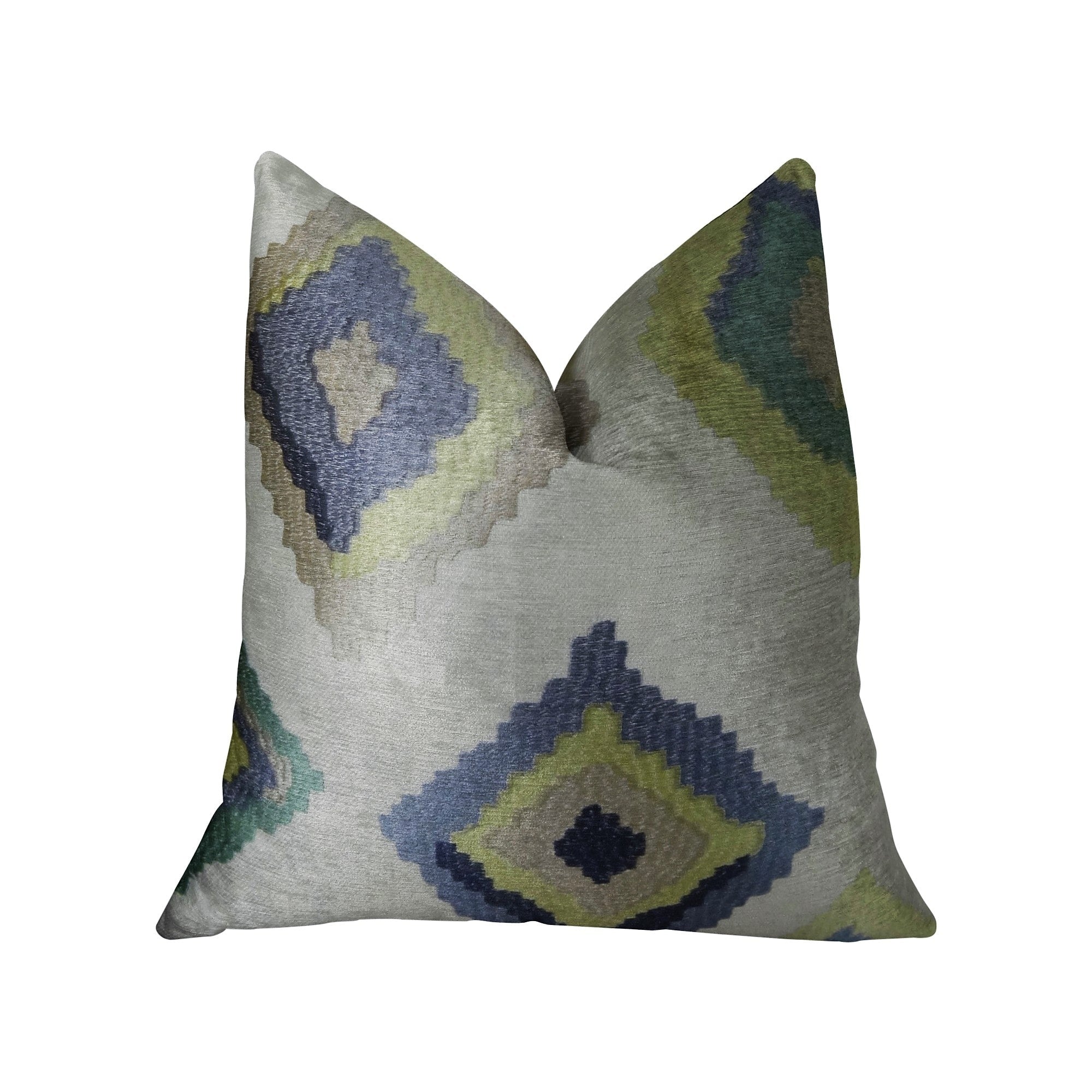 Plutus White Navy And Lime Handmade Luxury Pillow