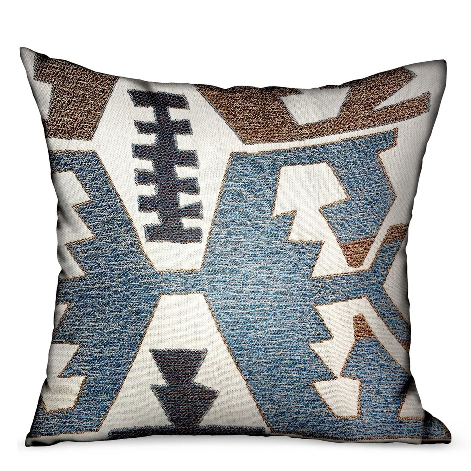 Plutus Wild Chumash Blue Brown Geometric Luxury Outdoor Indoor Throw Pillow