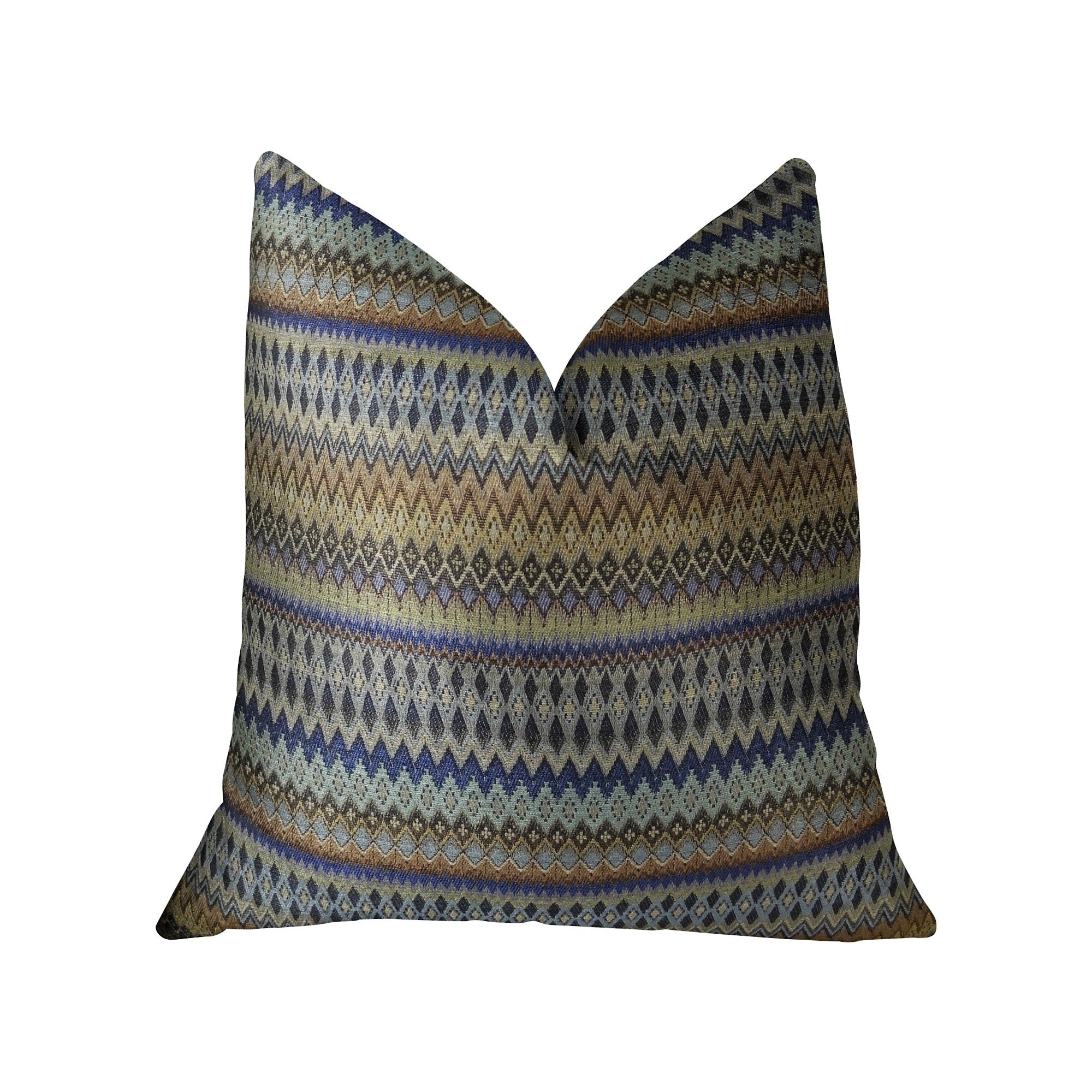 Plutus Zipline Navy Blue And Taupe Handmade Luxury Pillow