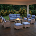 Pocassy 30 In Fire Table With Outdoor Sofa Swivel Chairs Funiture Sets