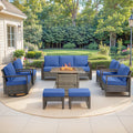 Pocassy 4 6 8Pcs Sofa Swivel Chair With Fire Pit Table Set