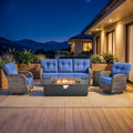 Pocassy 43 In Fire Pit W Outdoor Sofa Swivel Chair Ottoman Set