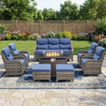 Pocassy 43In Fire Table With Outdoor 6 In Sofa Swivel Chairs Funiture Sets