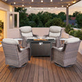 Pocassy 43 Fire Pit Table With Outdoor Swivel Chair Set
