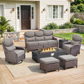Pocassy 43 Fire Pit W Outdoor Sofa Swivel Chair Ottoman Set