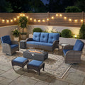 Pocassy 5 7 Piece Sofa Swivel Chair Ottoman With Fire Pit Table