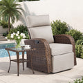 Pocassy 5 Inch Outdoor Patio Swivel Reclining Lounge Chairs With Flip Up Table With Adjustable Backrest