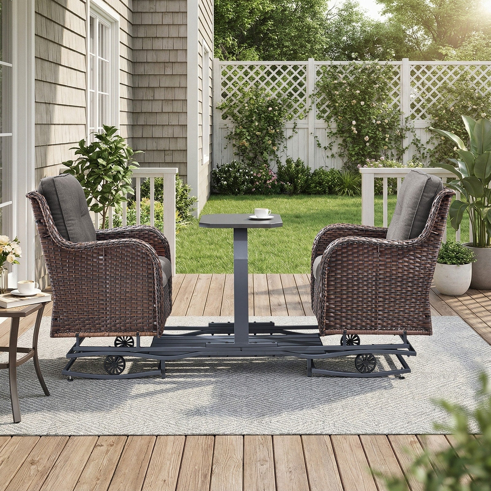 Pocassy Outdoor 2 Person Patio Swing Glider Chair