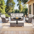 Pocassy Outdoor 30 In Fire Table With Sofa Swivel Chair Set