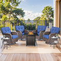 Pocassy Outdoor 30 In Fire Table With Swivel Chair Set