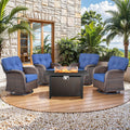 Pocassy Outdoor 43 In Fire Table With Swivel Chair Set