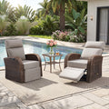 Pocassy Outdoor 5 In Recliner Chair With Flip Up Table With Adjustable Backrest