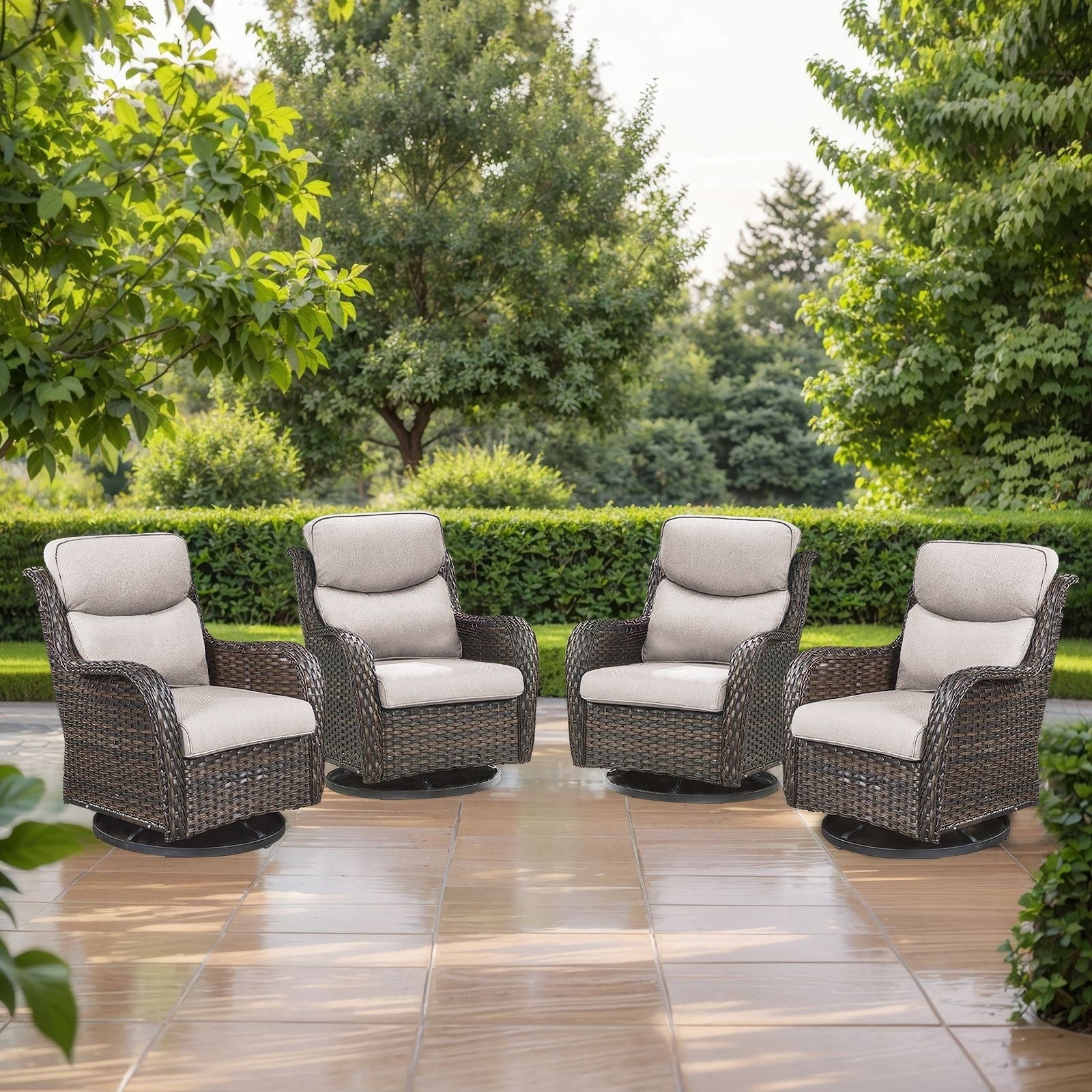 Pocassy Outdoor 5 Swivel Chair Fire Pit Conversation Set